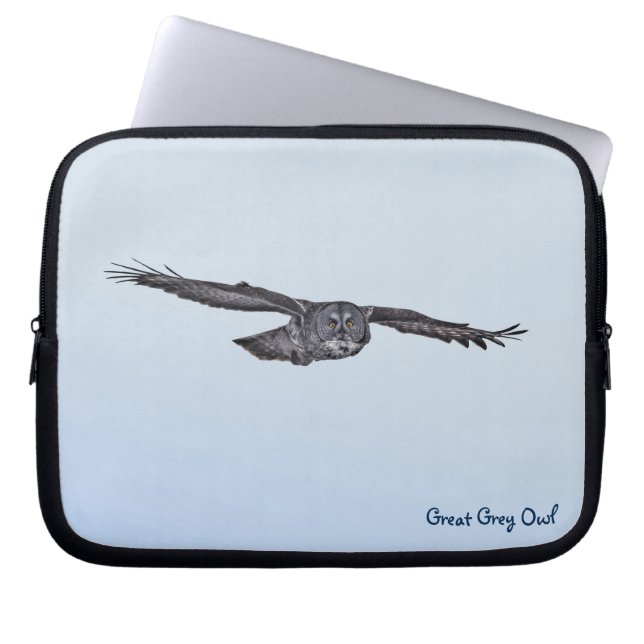 Foto van Great Grey Owl Raptor Wildlife Laptop Sleeve (Voorkant)