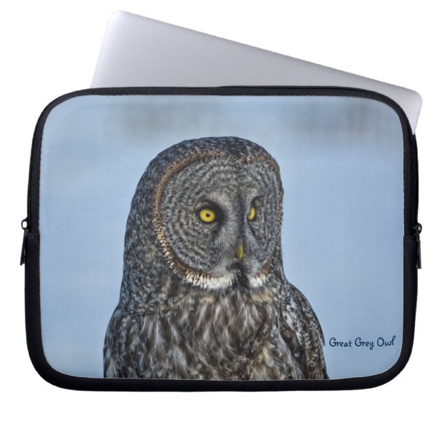 Foto van Great Grey Owl Raptor Wildlife Laptop Sleeve (Voorkant)