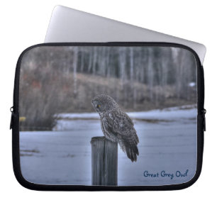 Foto van Great Grey Owl Raptor Wildlife Laptop Sleeve