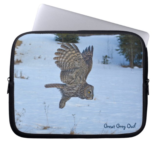 Foto van Great Grey Owl Raptor Wildlife Laptop Sleeve (Voorkant)