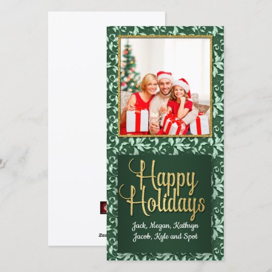 Foto van Green and Gold  Holly Feestdagenkaart (Voorkant / Achterkant)
