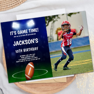 Foto van Green Blue Football Birthday Invitations Kaart