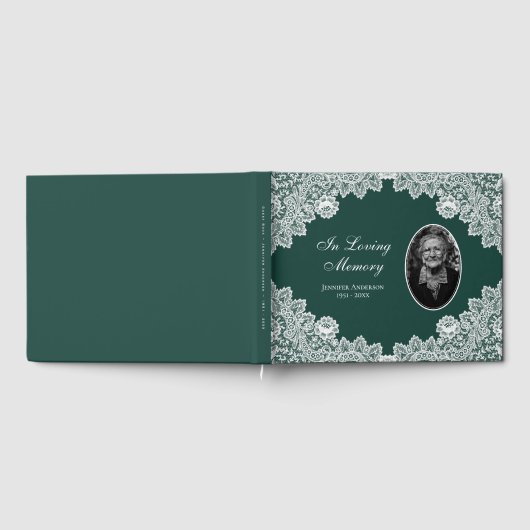 Foto van Green  Floral Lace Memorial Gastenboek (Volledig)