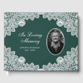 Foto van Green  Floral Lace Memorial Gastenboek (Voorkant)