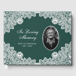 Foto van Green  Floral Lace Memorial Gastenboek