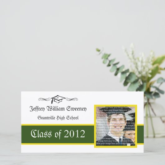 Foto van Green & Gold School Afstuderen Aankondiging (Staand voorkant)