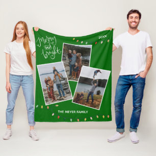 Foto van Green Merry en Bright Kerstmis Fleece Deken