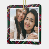 Foto van Green Red Pset First Kerstmis Keramisch Ornament (Links)