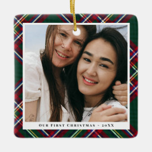 Foto van Green Red Pset First Kerstmis Keramisch Ornament