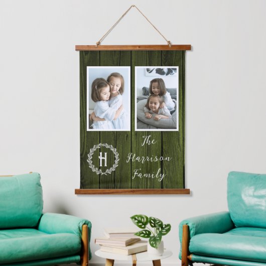 Foto van Green Rustic Family Hangend Wandkleed (Woonkamer)