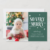 Foto van Green So Zeer Merry Holiday Baby Aankondiging (Voorkant)