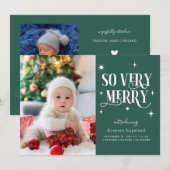 Foto van Green So Zeer Merry Holiday Baby Aankondiging (Voorkant / Achterkant)