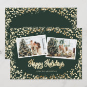 Foto van Green Twinkle Lights Stars Feestdagenkaart (Voorkant / Achterkant)