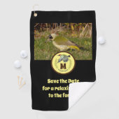 Foto van Green Woodpecker Flying Monogram Golfhanddoek (Insitu)