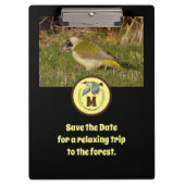 Foto van Green Woodpecker Flying Monogram Klembord (Voorkant)
