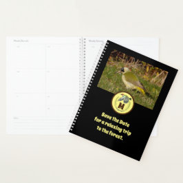 Foto van Green Woodpecker Flying Monogram Planner