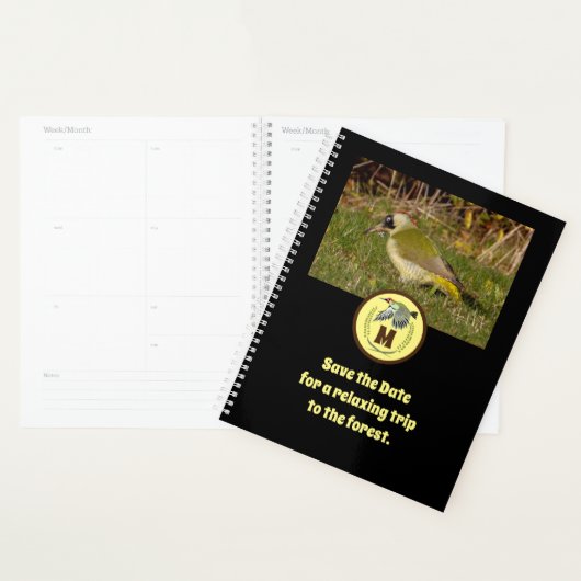 Foto van Green Woodpecker Flying Monogram Planner (Display)