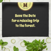 Foto van Green Woodpecker Flying Monogram Theedoek (Gevouwen)