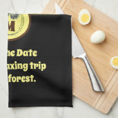 Foto van Green Woodpecker Flying Monogram Theedoek (Quarter Fold)