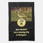 Foto van Green Woodpecker Flying Monogram Theedoek (Verticaal)
