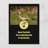 Foto van Green Woodpecker Flying Monogram Uitnodiging Briefkaart (Voorkant)