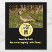 Foto van Green Woodpecker Flying Monogram Wijn Etiket (Enkel label)