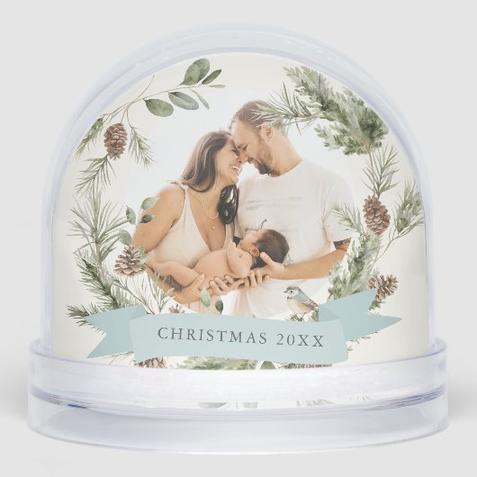 Foto van Greenery & Pine Cone Wreath Sneeuwbol (Voorkant)