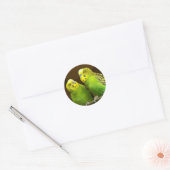 Foto van groene en gele paraketten ronde sticker (Envelop)