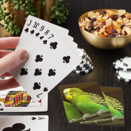 Foto van groene en gele parkiet pokerkaarten