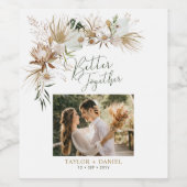 Foto van groene en gouden botanische bruiloft wijn etiket (Enkel label)