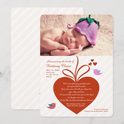 Foto van grootouders - Aankondiging van geboorte (Voorkant / Achterkant)