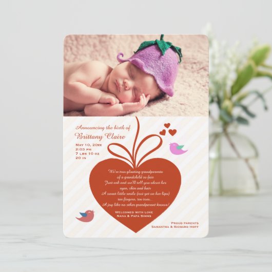 Foto van grootouders - Aankondiging van geboorte (Staand voorkant)