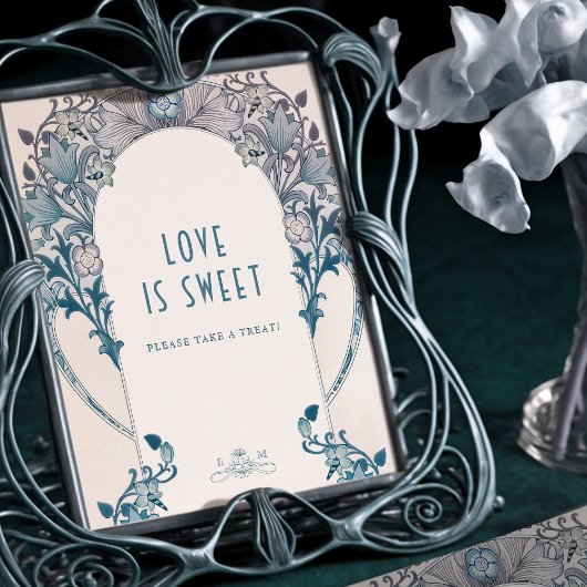 Foto van Guestbook Sign Dusty Blue William Morris Poster