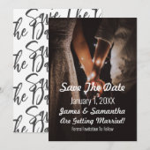Foto van hand in hand met kerstverlichting save the date (Voorkant / Achterkant)