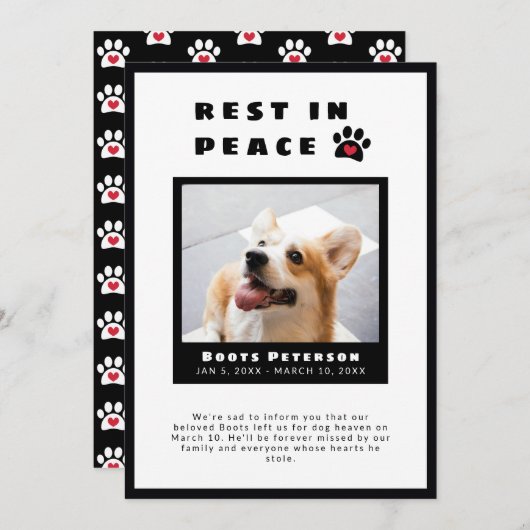 Foto van hartsdraf rust in vredespakket verloren f aankondiging (Voorkant / Achterkant)