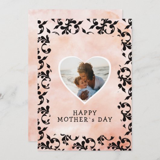 Foto van Heart Rococo Waterverf Moederdag Feestdagenkaart (Voorkant / Achterkant)