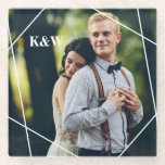 Foto van hedendaags Monogram Glazen Onderzetter<br><div class="desc">Voeg uw foto en douanemonogram toe</div>