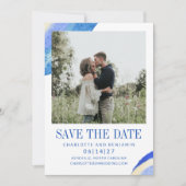 Foto van hedendaagse Abstracte blauwe verf Save The Date (Voorkant)