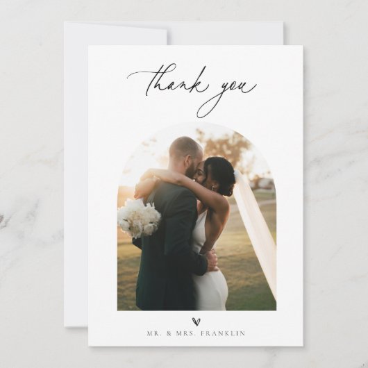 Foto van hedendaagse chic minimalist bruiloft bedankkaart (Voorkant)
