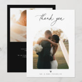 Foto van hedendaagse chic minimalist bruiloft bedankkaart (Voorkant / Achterkant)