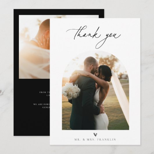 Foto van hedendaagse chic minimalist bruiloft bedankkaart (Voorkant / Achterkant)