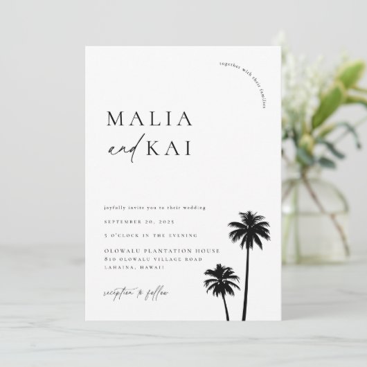 Foto van hedendaagse Coastal Chic Wedding Kaart (Staand voorkant)