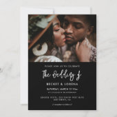 Foto van hedendaagse moderne zwarte bruiloft kaart (Voorkant)