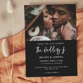 Foto van hedendaagse moderne zwarte bruiloft kaart