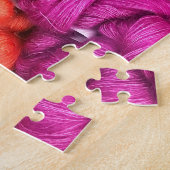 Foto van heldere kleurige garens legpuzzel (Zijkant)