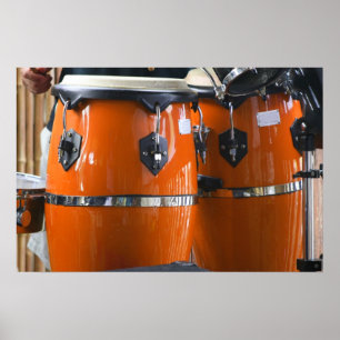 Foto van heldere oranje conga drums poster