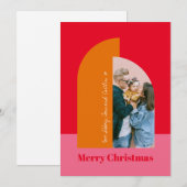 Foto van Helderkleurige roze kerst Feestdagenkaart (Voorkant / Achterkant)