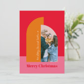 Foto van Helderkleurige roze kerst Feestdagenkaart (Staand voorkant)