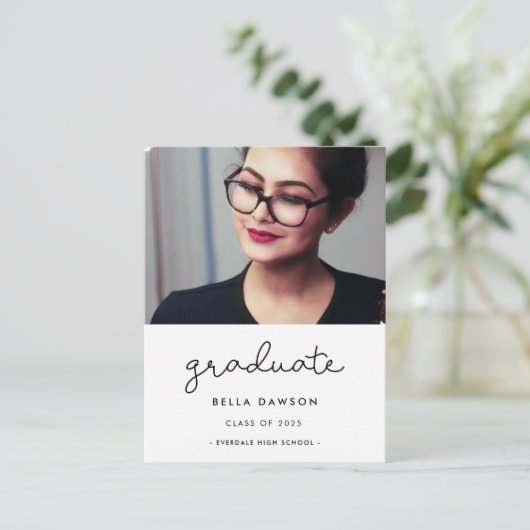 Foto van het afstuderen Cute script Briefkaart (Staand voorkant)