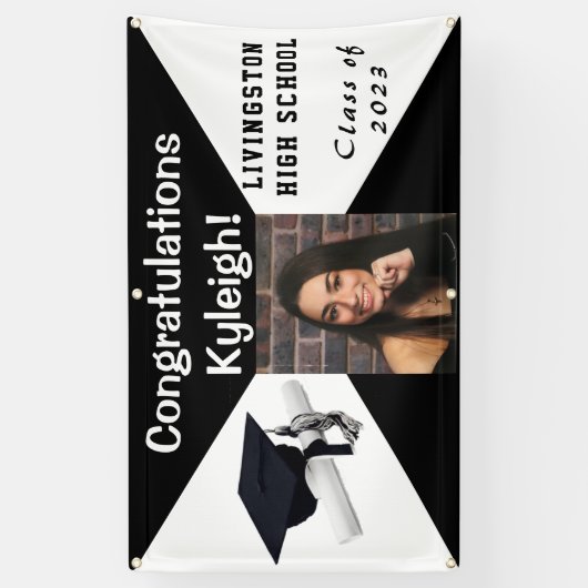 Foto van het Afstuderen van de witte vinyl Spandoek (Verticaal)